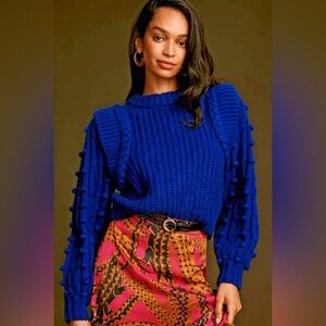 Farm Rio braided blue sweater